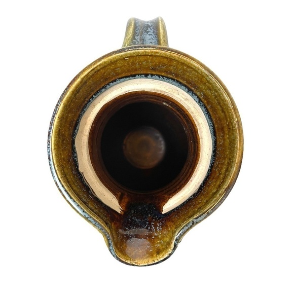 Hand Spun Stoneware Table Pitcher Artisan Glazed in Brown/Blue 10” X 7” X 4.5” - Picture 6 of 6